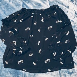 Ann Taylor Navy blue, long sleeve blouse